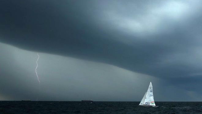 Lightning storm and sailing boat ©  SW